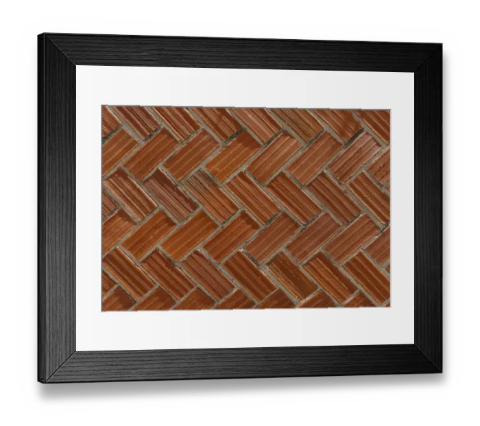 Framed Print : Face brick wall with a classic herringbone pattern Framed Print : Face brick wall with a classic herringbone pattern