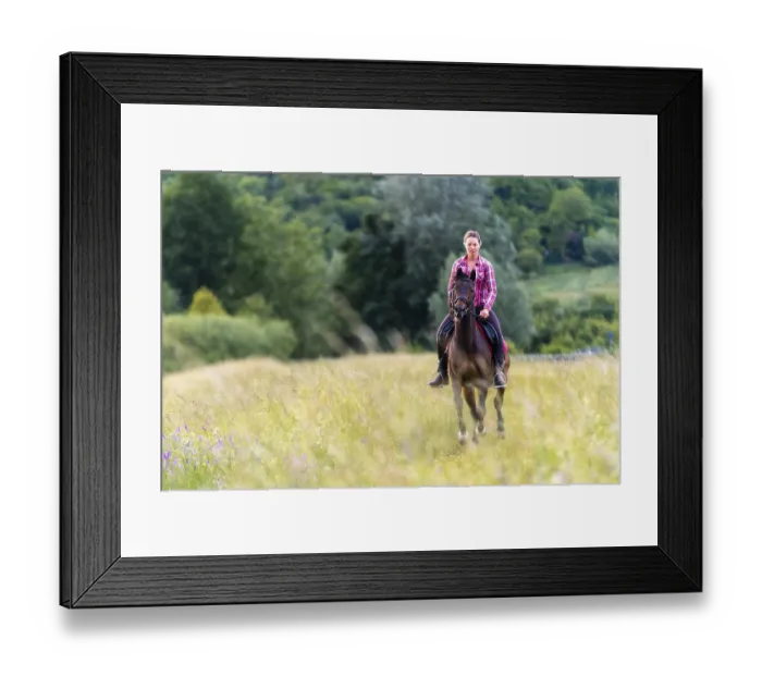 Framed Print : Woman, 24 years, galloping on horse, Germany Framed Print : Woman, 24 years, galloping on horse, Germany
