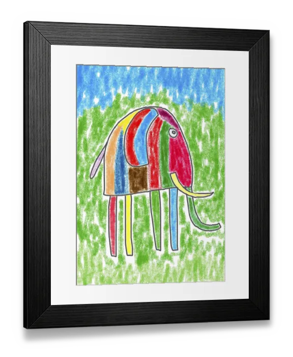 Framed Print : Naive illustration, children drawing