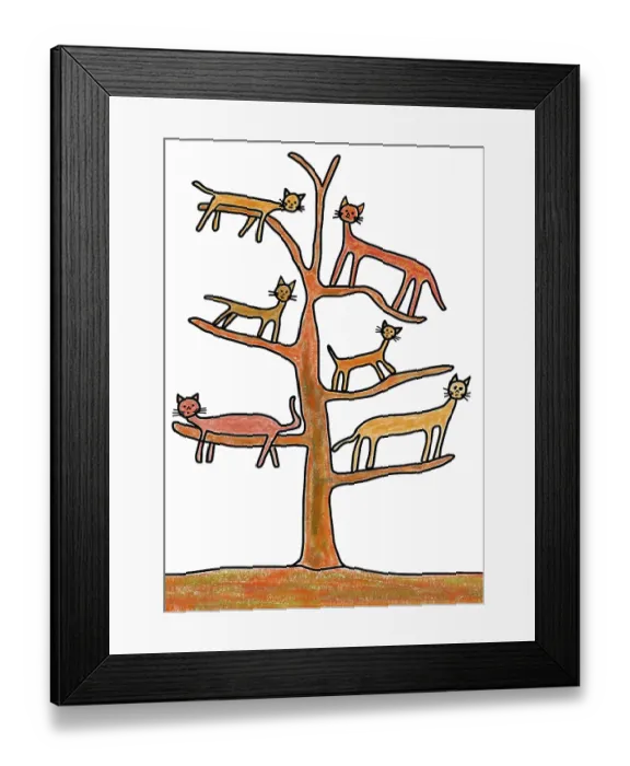 Framed Print : Naive illustration, children drawing