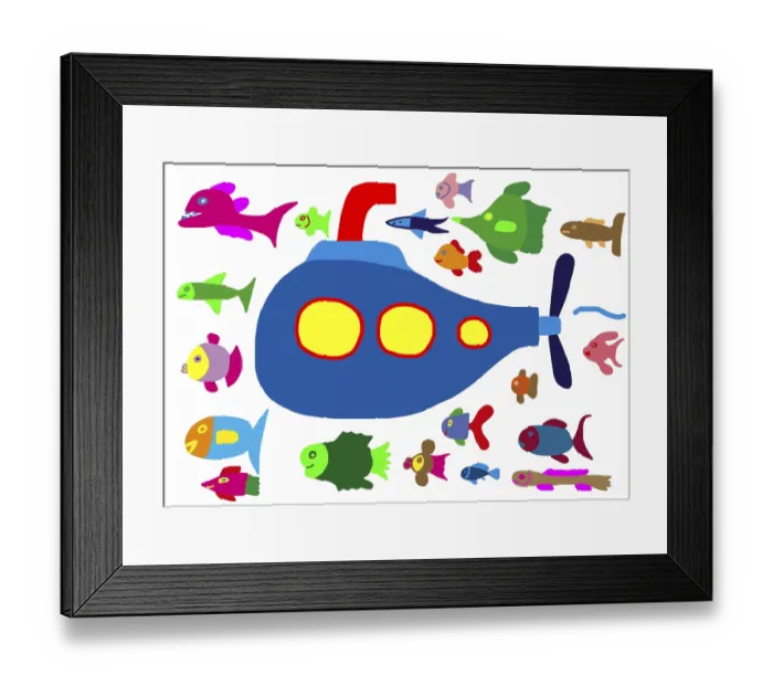 Framed Print : Naive illustration, children drawing