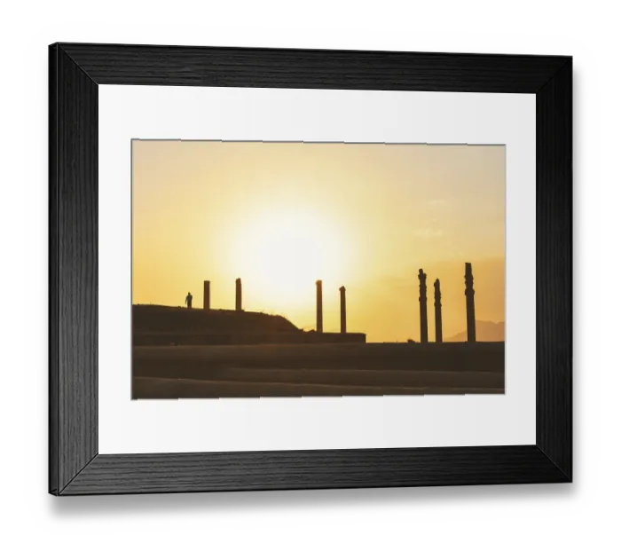 Framed Print : Persepolis, Iran - 8th june, 2022: tourist walk by giant column statues - Gates of all nations