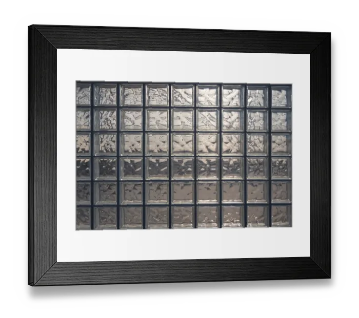 Framed Print : Aesthetic and modern design of textured glass block wall