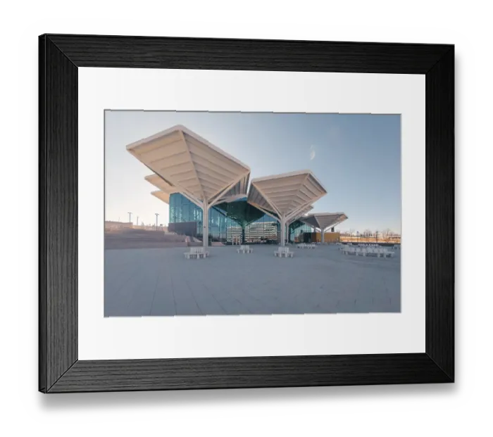 Framed Print : Architectural view of a modern transport interchange located in Valdebebas