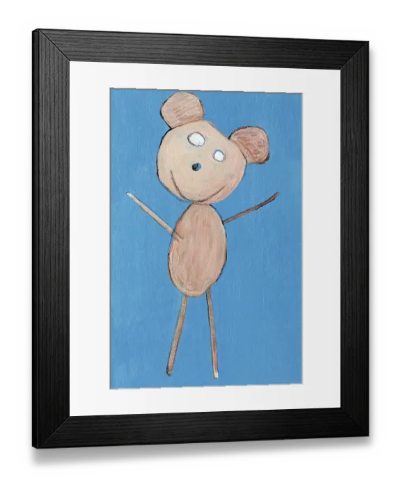 Framed Print : Mouse, stick figure, children's drawing