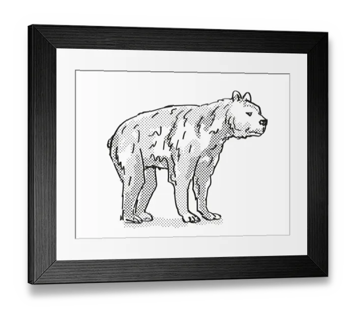 Framed Print : Retro cartoon style drawing of a Short-Faced Bear