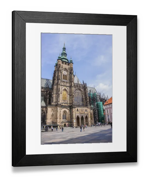 Framed Print : PRAGUE, CZECHIA - July 6: Tourists looking Saint Vitus Cathedral on July 6
