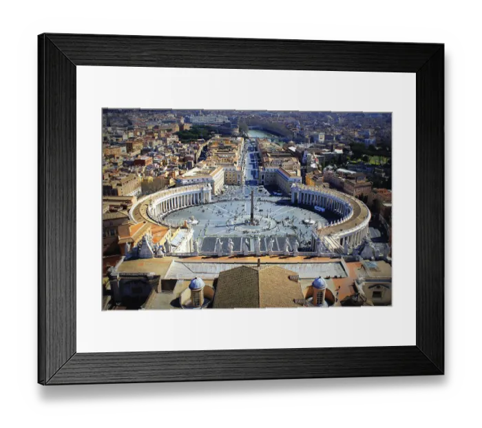 Framed Print : View of St Peter's Square from the roof of St Peter's Basilica