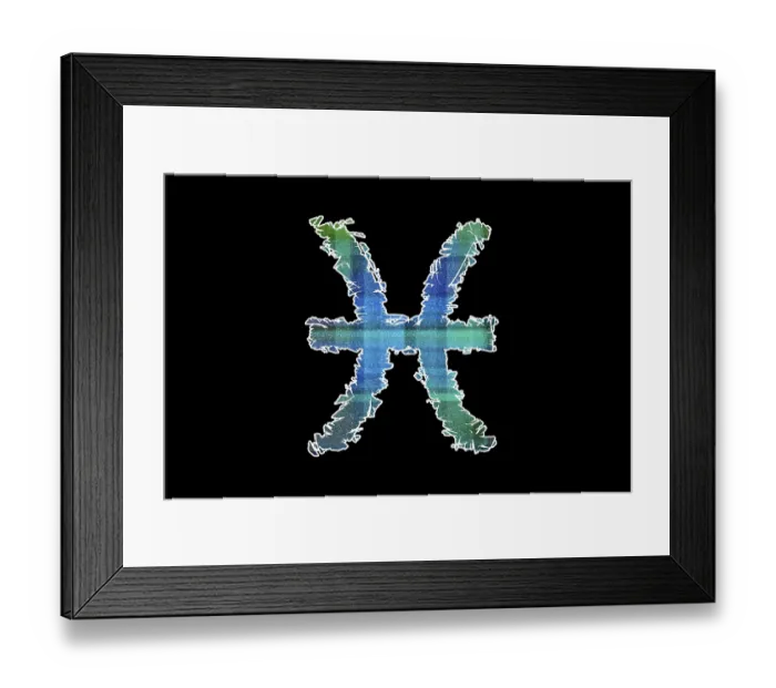 Framed Print : Pisces zodiac sign, Fish, with clipping path