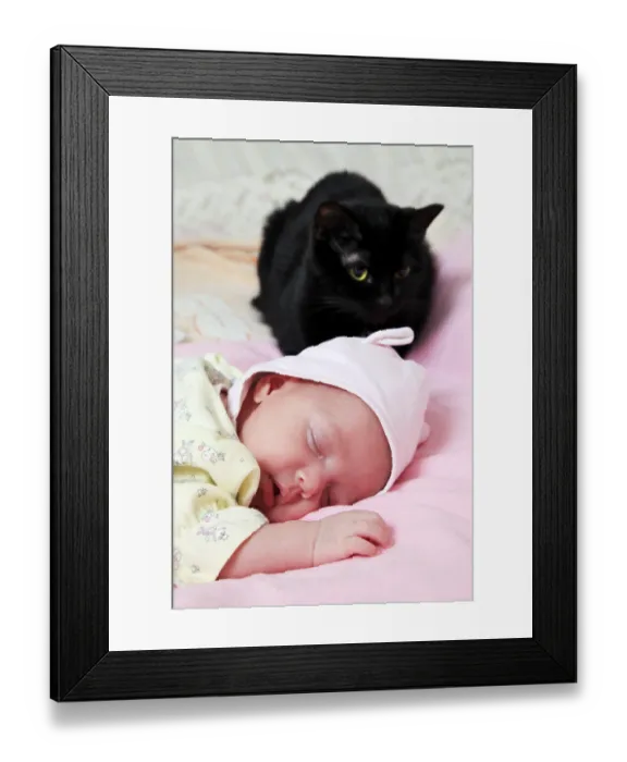 Framed Print : New born baby girl peacefully sleeping Framed Print : New born baby girl peacefully sleeping