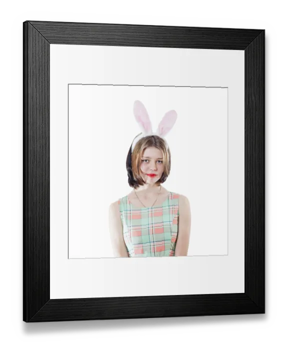 Framed Print : Bunny girl on white