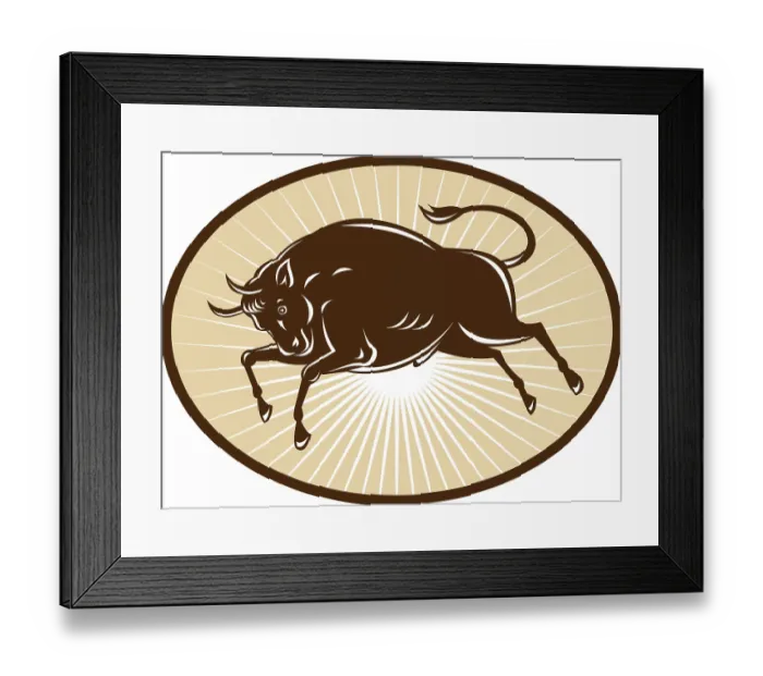 Framed Print : Illustration of a Texas Longhorn Bull attacking viewed from side set inside an ellipse done in retro style Framed Print : Illustration of a Texas Longhorn Bull attacking viewed from side set inside an ellipse done in retro style