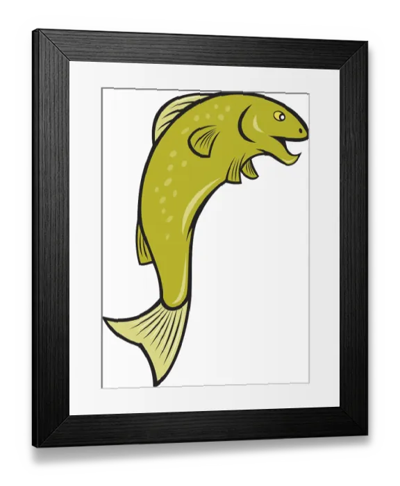 Framed Print : Illustration of a spotted speckled trout fish jumping on isolated white background Framed Print : Illustration of a spotted speckled trout fish jumping on isolated white background
