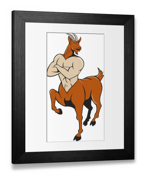 Framed Print : Illustration of Pan, Faun or Satyr from the Greek mythology with human body