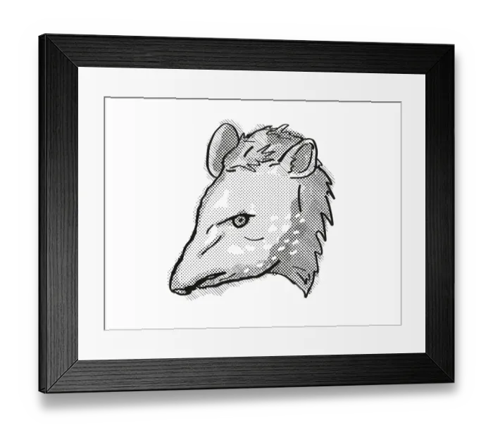 Framed Print : Retro cartoon style drawing of head of a tapir