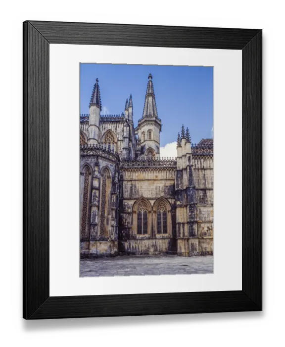 Framed Print : South side of Batalha monastery with towers and Batalha tracery