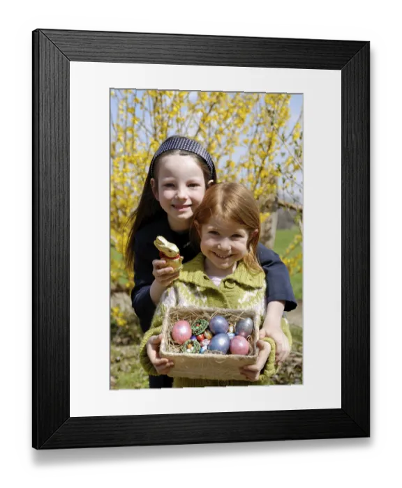 Framed Print : Two children with their easter basket