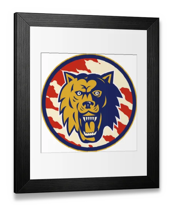 Framed Print : Imagery shows an Angry wolf with scratch marks set inside a circle
