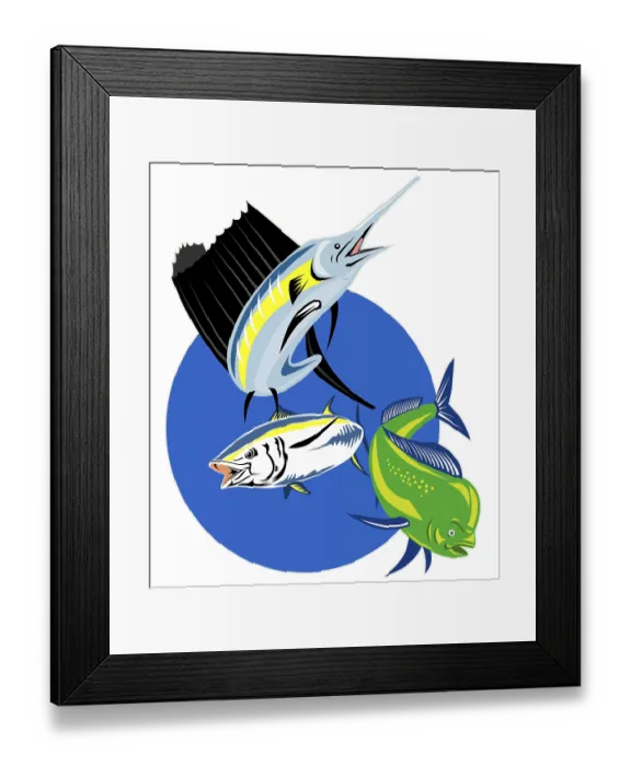 Framed Print : Retro style illustration of a Sailfish