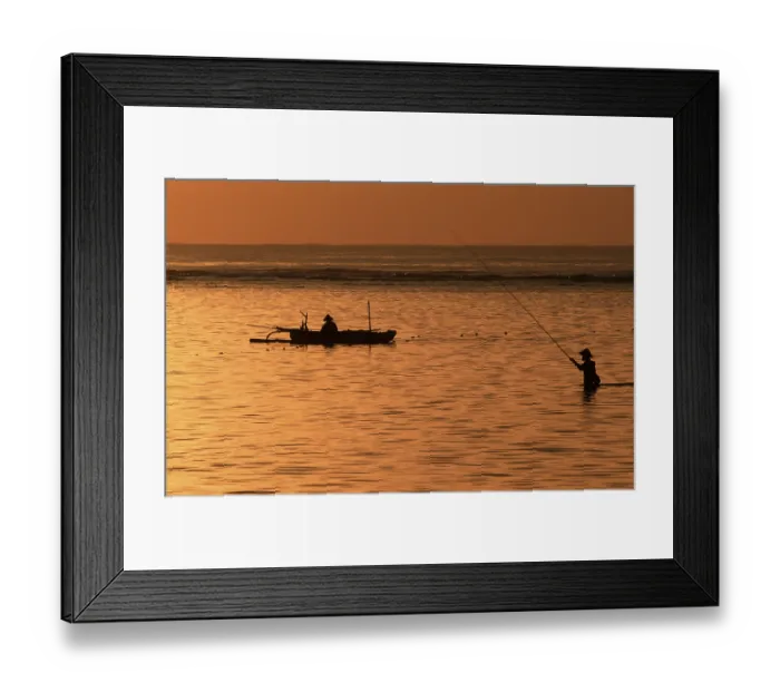 Framed Print : Anglers and fishermen at dawn, Sanur Bay