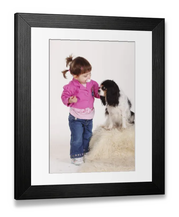 Framed Print : Girl with Cavalier King Charles Spaniel