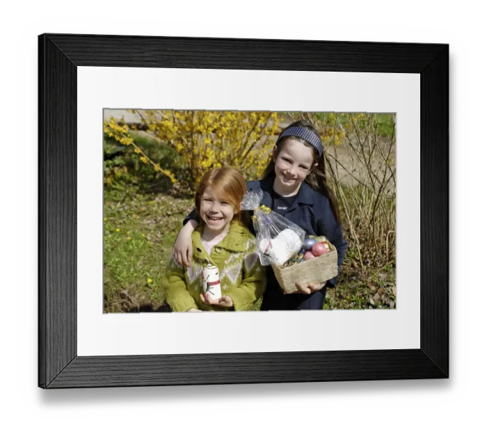 Framed Print : Two children with their easter basket