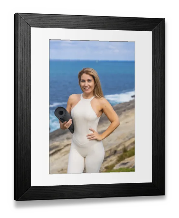 Framed Print : Woman smiling, looking at camera Framed Print : Woman smiling, looking at camera