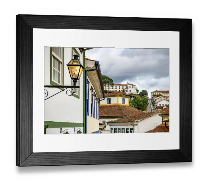 Framed Print : Slope, streets and buildings in the historic city of Ouro Preto in Minas Gerais