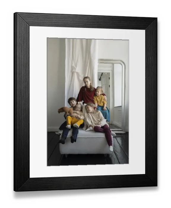 Framed Print : Five children, dressed in vibrant outfits