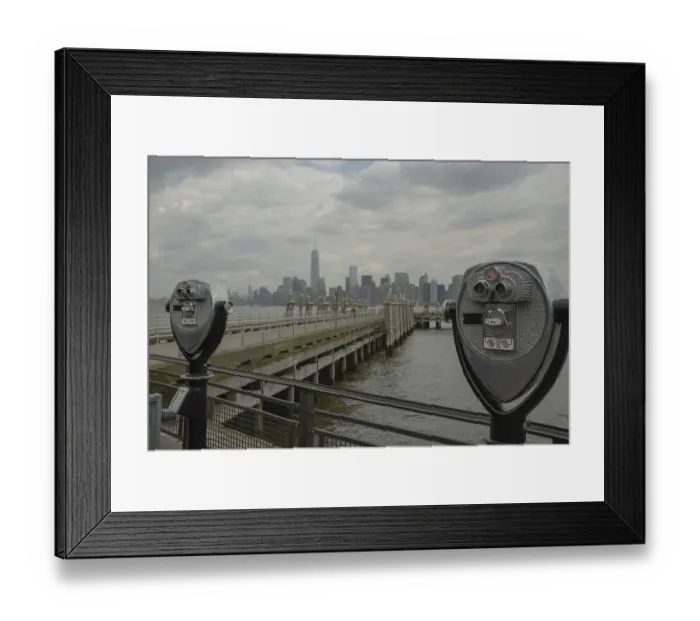 Framed Print : A scenic view of Manhattan from a pier at Liberty State Park