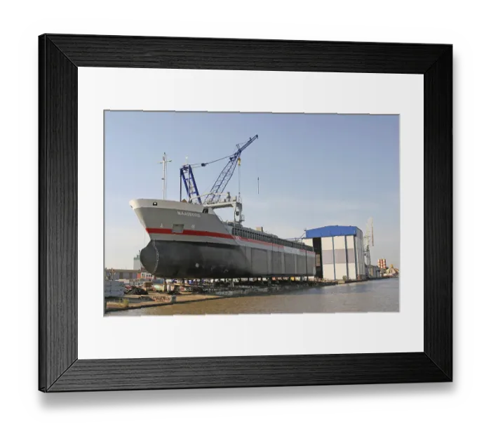 Framed Print : Freight ship MAASBORG at the shipyard
