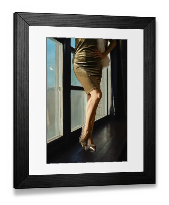 Framed Print : Unrecognizable woman stands gracefully by a window Framed Print : Unrecognizable woman stands gracefully by a window