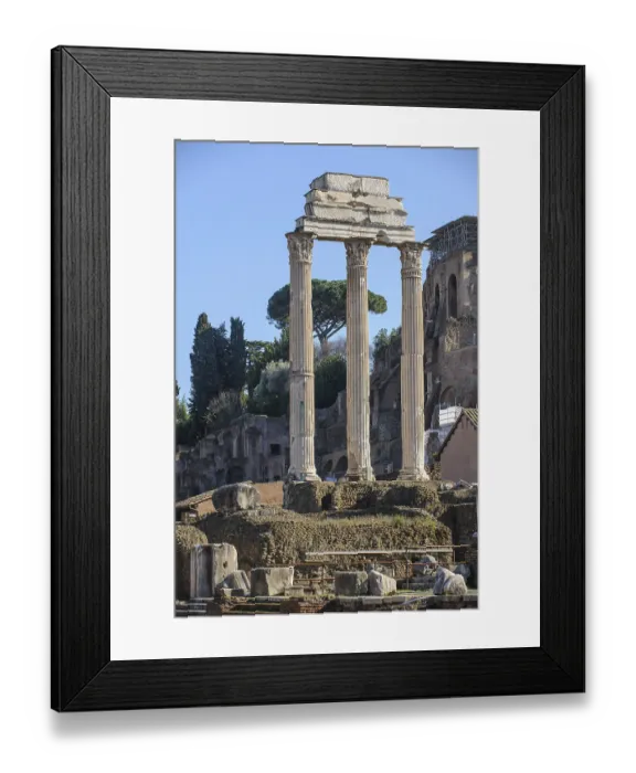 Framed Print : Remaining three pillars of Dioscuri Temple Temple of Castor and Pollux