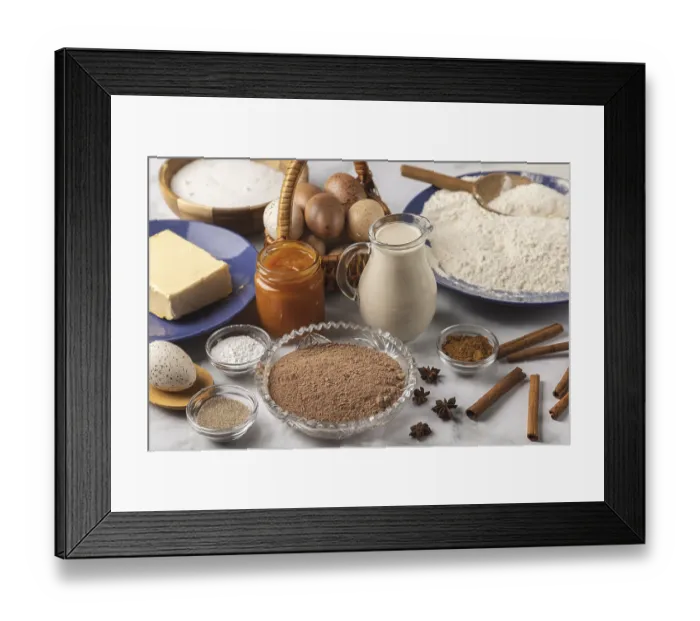 Framed Print : Baking ingredients, flour, sugar Framed Print : Baking ingredients, flour, sugar