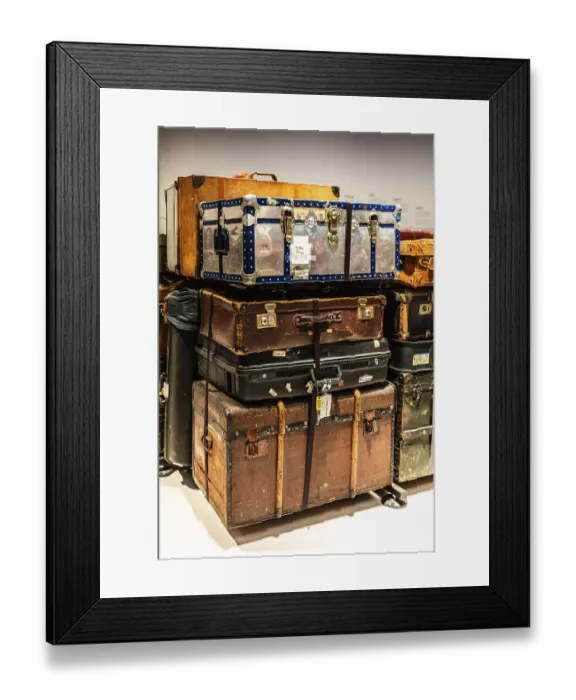 Framed Print : Luggage maze, historic suitcases Framed Print : Luggage maze, historic suitcases