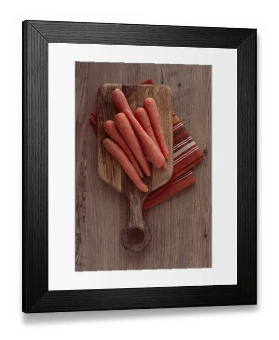 Framed Print : Fresh carrots on a chopping board Framed Print : Fresh carrots on a chopping board