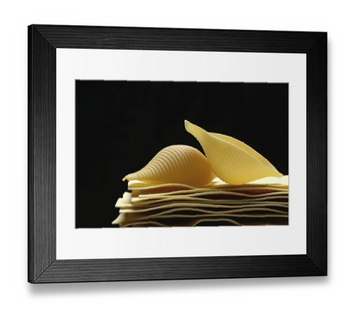 Framed Print : Uncooked lasagna leaves and mussel noodles