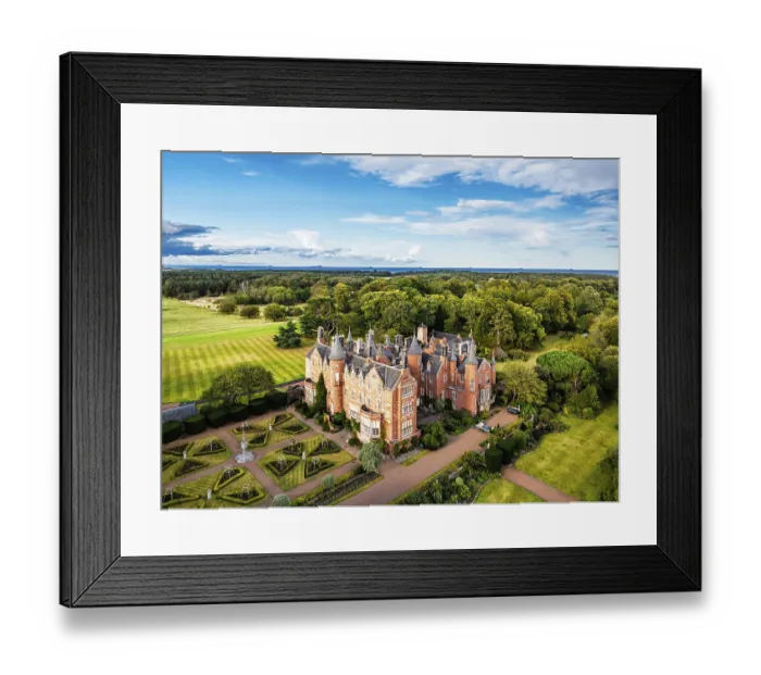 Framed Print : Tyninghame House over River Tyne from a drone