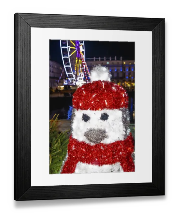 Framed Print : Festive penguin decoration adds a touch of magic to the christmas market in bayonne Framed Print : Festive penguin decoration adds a touch of magic to the christmas market in bayonne