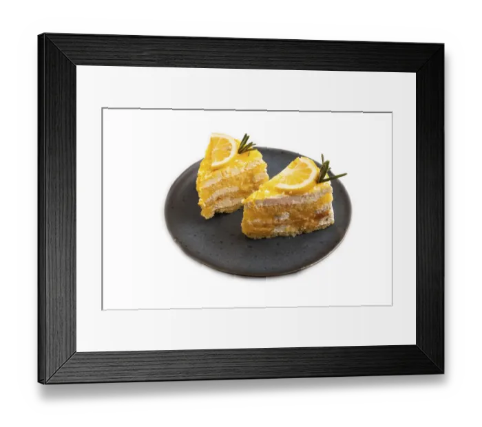 Framed Print : Lemon cake isolated on white background