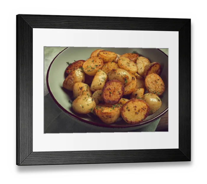 Framed Print : Baked new potatoes, with butter and dill
