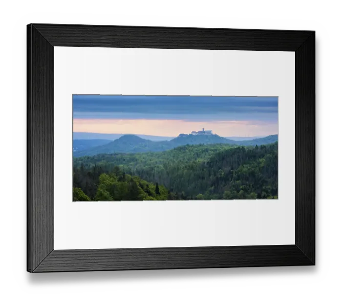 Framed Print : View from the Rennsteig over the Thuringian Forest to Wartburg Castle