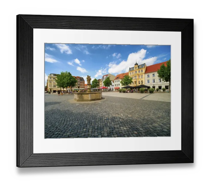 Framed Print : Altmarkt with market fountain by sculptor Johannes Peschel