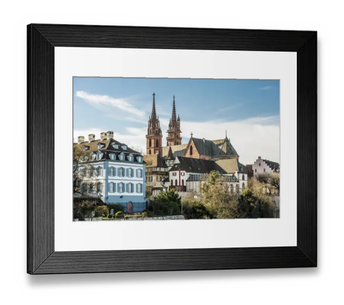 Framed Print : Old Town Grossbasel and Basel Minster