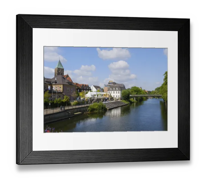 Framed Print : Town view on the Ems, Rheine, Westphalia Framed Print : Town view on the Ems, Rheine, Westphalia