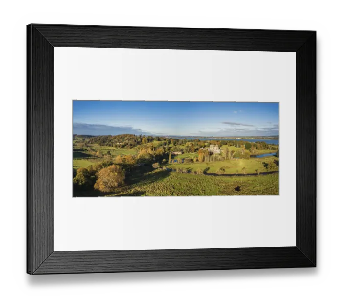 Framed Print : Panorama over Powderham Castle and Park from a drone in Autumn Colors Framed Print : Panorama over Powderham Castle and Park from a drone in Autumn Colors