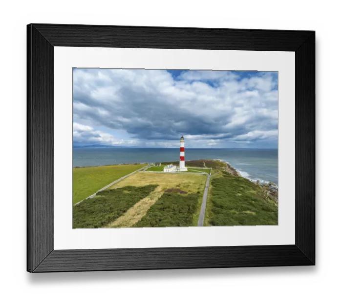 Framed Print : Aerial view of Tarbat Ness Lighthouse on the Moray Firth Framed Print : Aerial view of Tarbat Ness Lighthouse on the Moray Firth