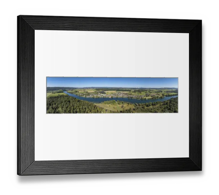 Framed Print : Aerial view, panorama of the municipality and enclave of Busingen am Hochrhein