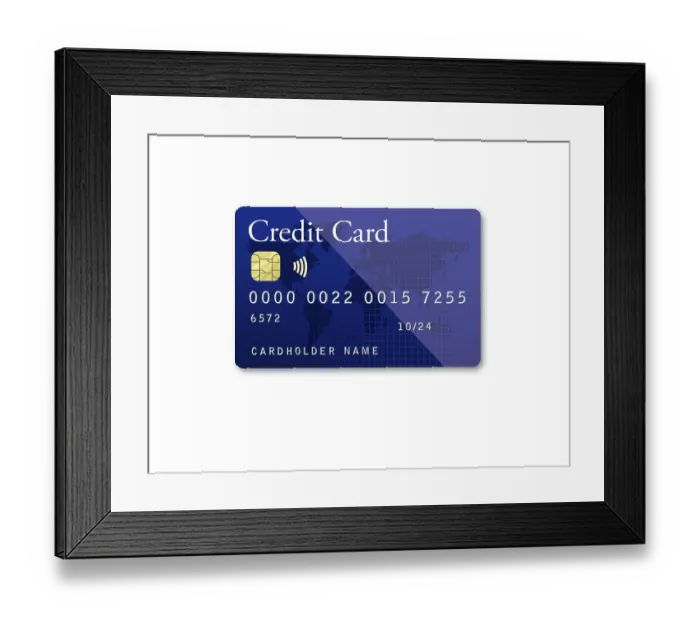 Framed Print : Mockup blue credit card on white background Framed Print : Mockup blue credit card on white background