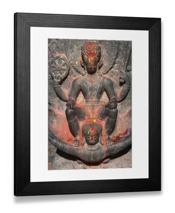 Framed Print : Hindu figures in the Hindu temple of Changu Narayan